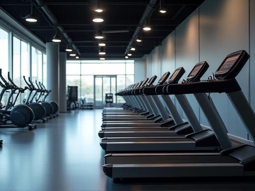 Cardio machine area with treadmills and ellipticals