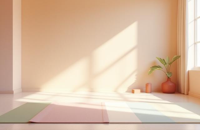 Yoga studio setup ready for a class